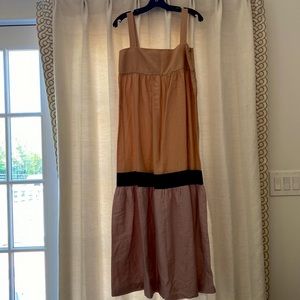 Adriana Degreas Fig tricolor long dress with straps